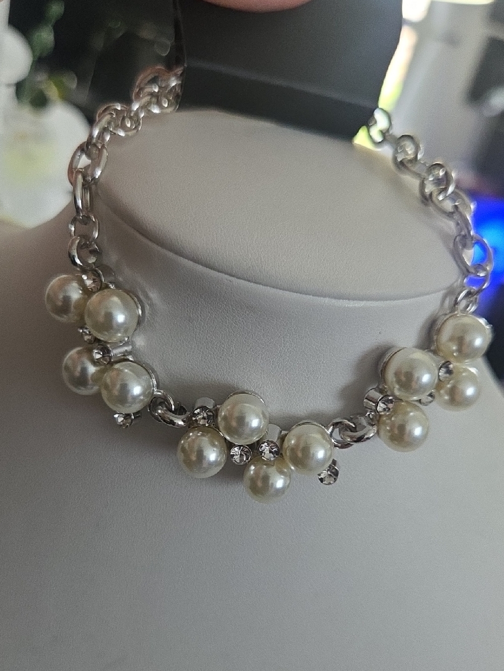 Paparazz White Pearl Rhinestone Bracelet NWT